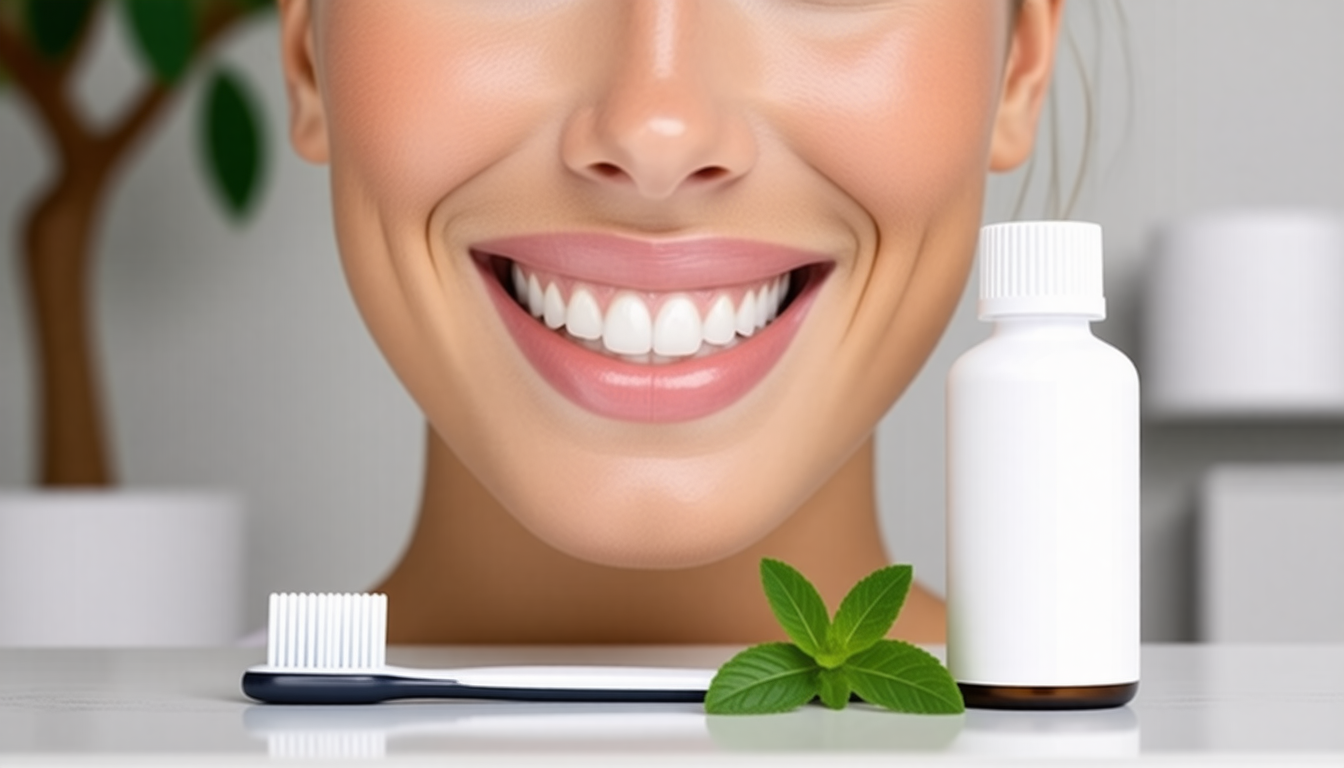 A clean dental-wellness scene with a healthy smile and natural oral-c… for b.lactis bl-04