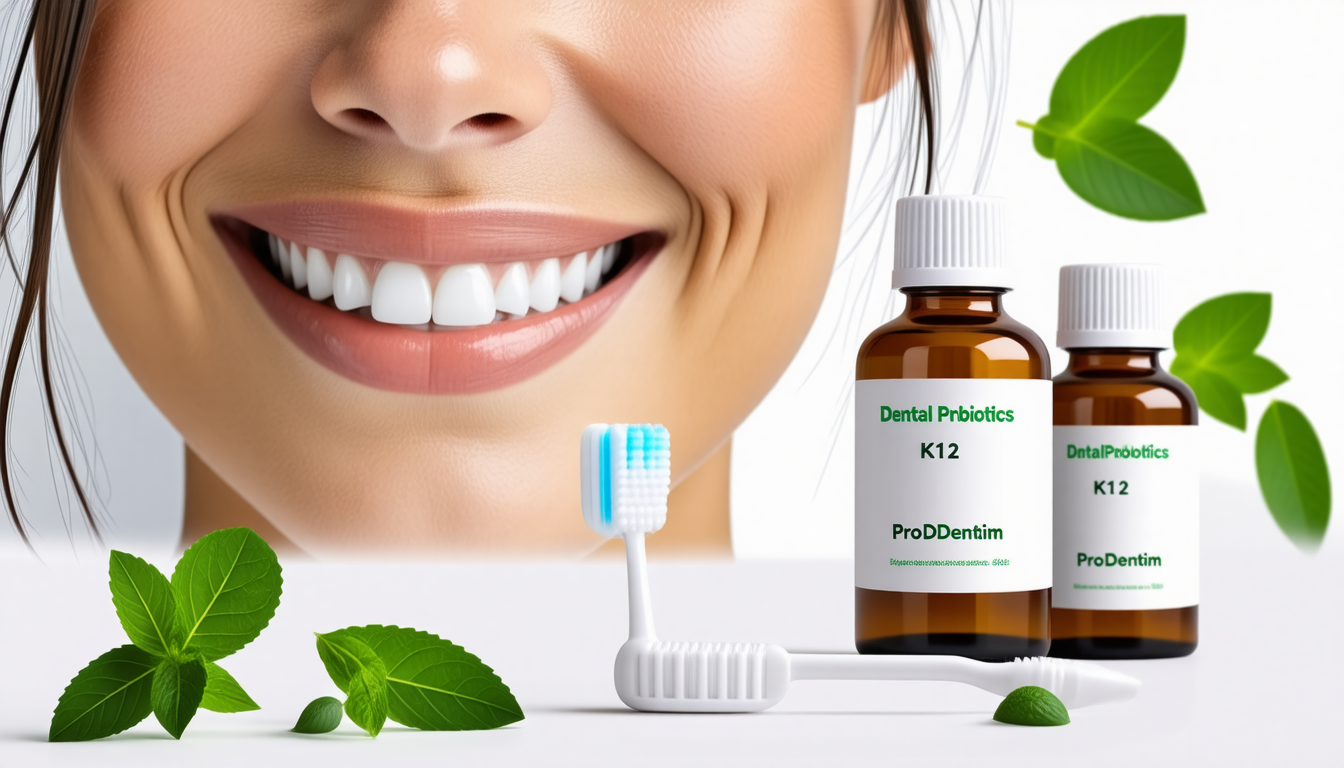 A friendly abstract oral-microbiome concept with a healthy smile and… for dental probiotics k12