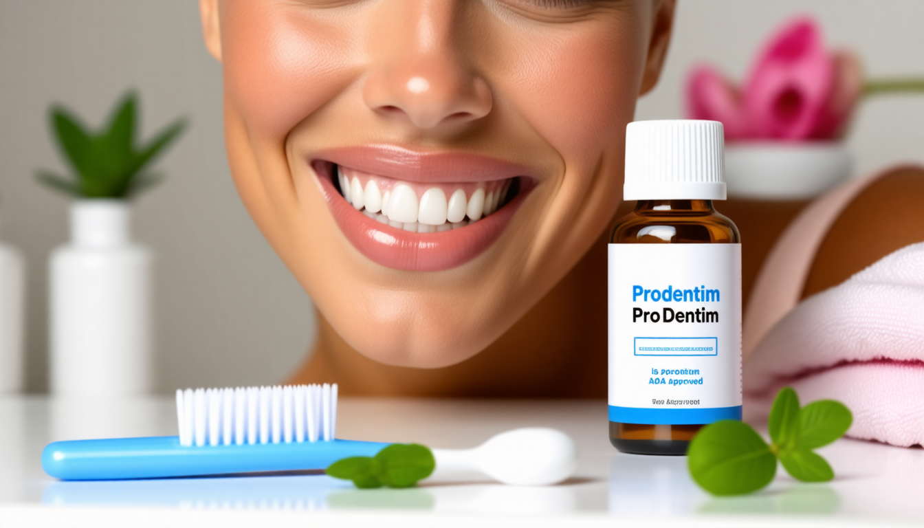 A clean dental-wellness scene with a healthy smile and natural oral-c… for is prodentim ada approved