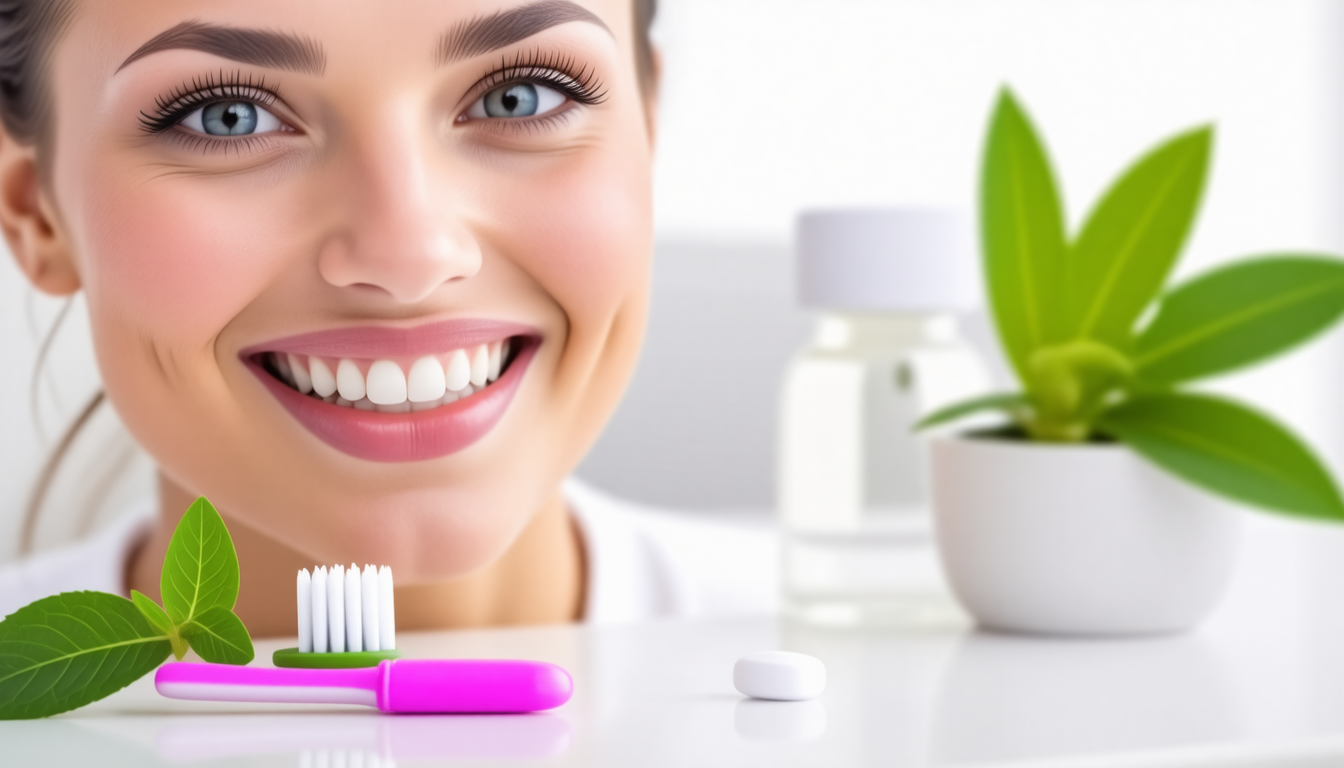 A clean dental-wellness scene with a healthy smile and natural oral-c… for lactobacillus reuteri lozenges