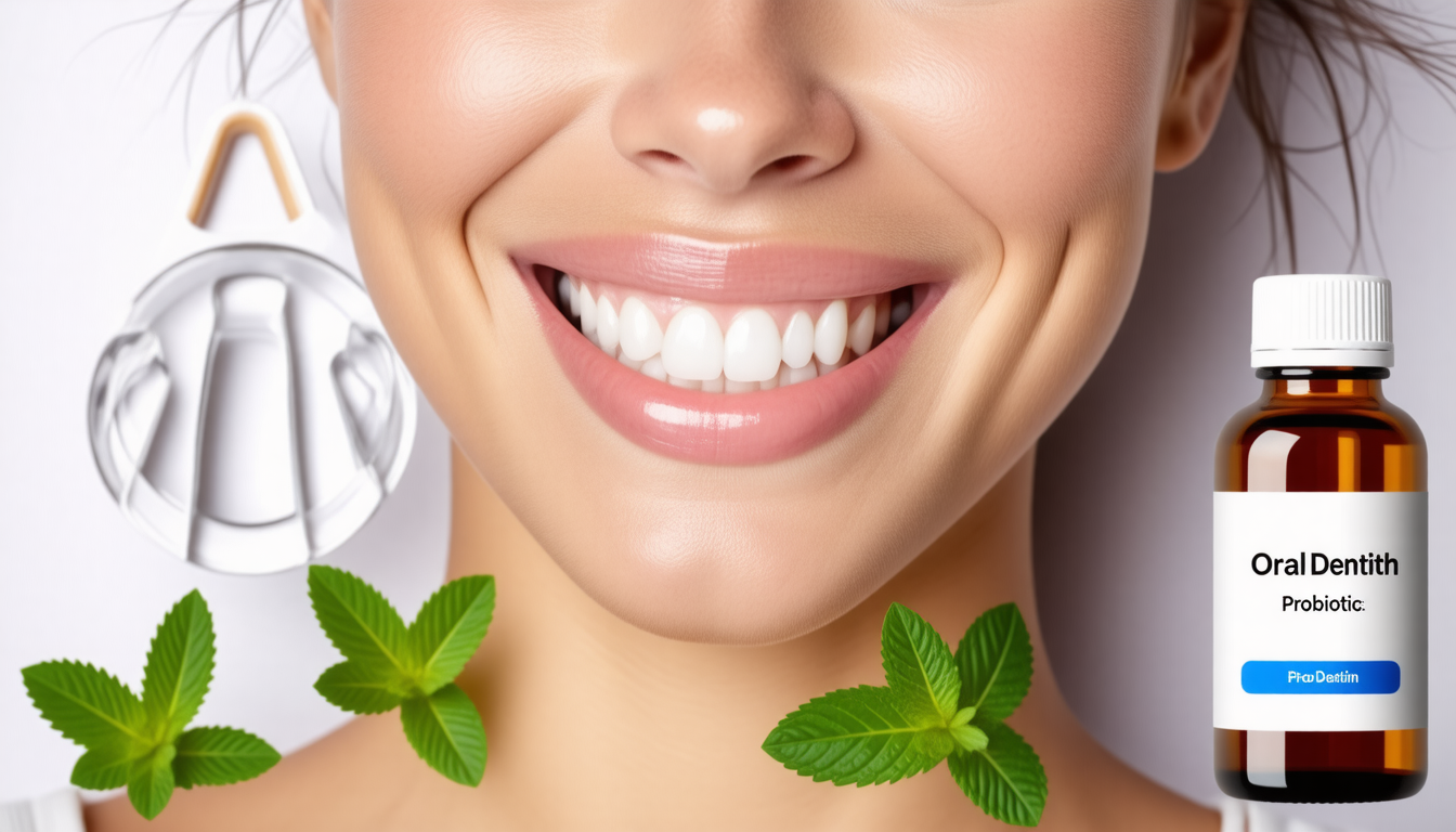 A friendly abstract oral-microbiome concept with a healthy smile and… for oral health probiotics