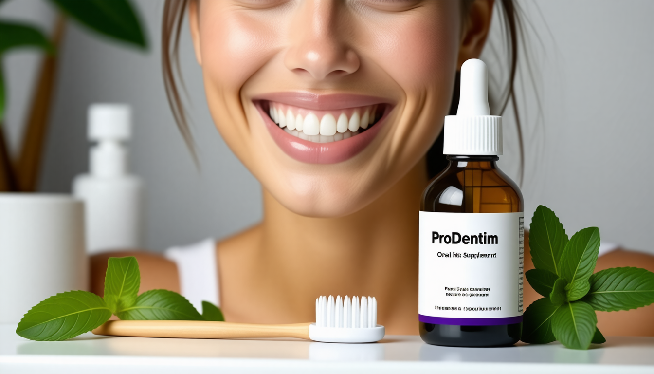A clean dental-wellness scene with a healthy smile and natural oral-c… for oral health supplement